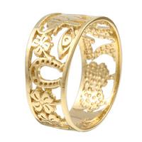     14     . (Caribe Gold 14k over Sterling Silver Fortuna Cutout Ring)