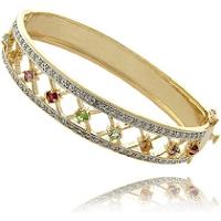 Gem Jolie 14k Gold Overlay Multi-gemstone and Diamond Accent Bracelet (Gem Jolie 14k Gold Overlay Multi-gemstone and Diamond Accent Bracelet)