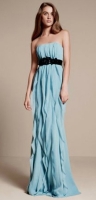      -. (Strapless Crinkle Chiffon Dress with Mikado Sash)