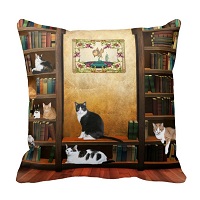 Library cats throw pillows. (Library cats throw pillows.)