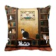 Library cats throw pillows.